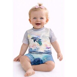 Stella McCartney Kids Dolphin Swimsuit Romper Size 9 Months Gently Used